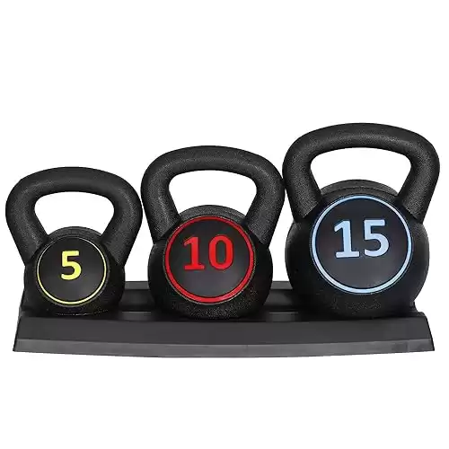 F2C 3-Piece Kettlebell Set with Storage Rack